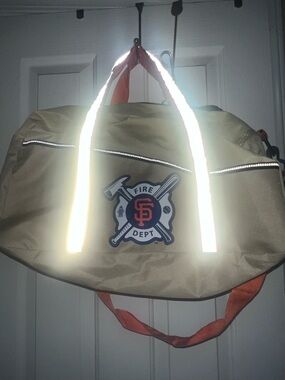 SF Fire Dept Beige Duffel Bag with Reflective Straps